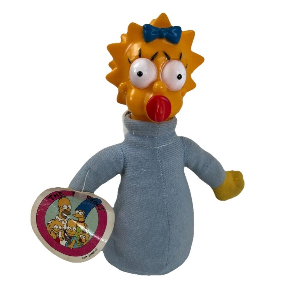 Vintage 1990's Maggie Simpson Cloth Dress With Plastic Head 7” Action Figure Toy